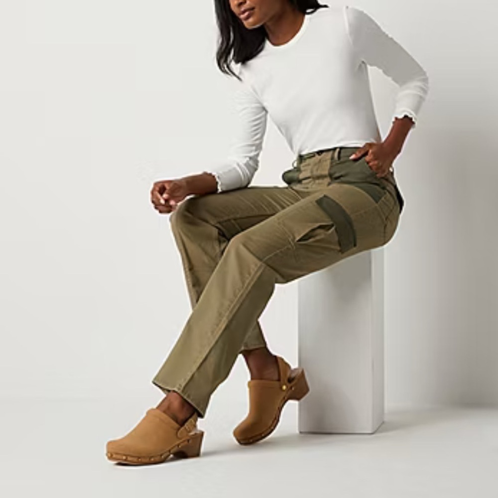 a.n.a Highest Rise Vintage Straight Cargo Pants Colorblock size 16